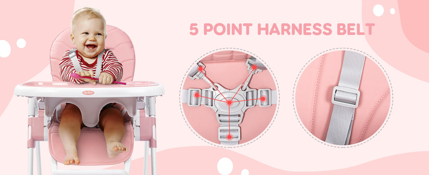 Baby High Chair Foldable Adjustable Backrest