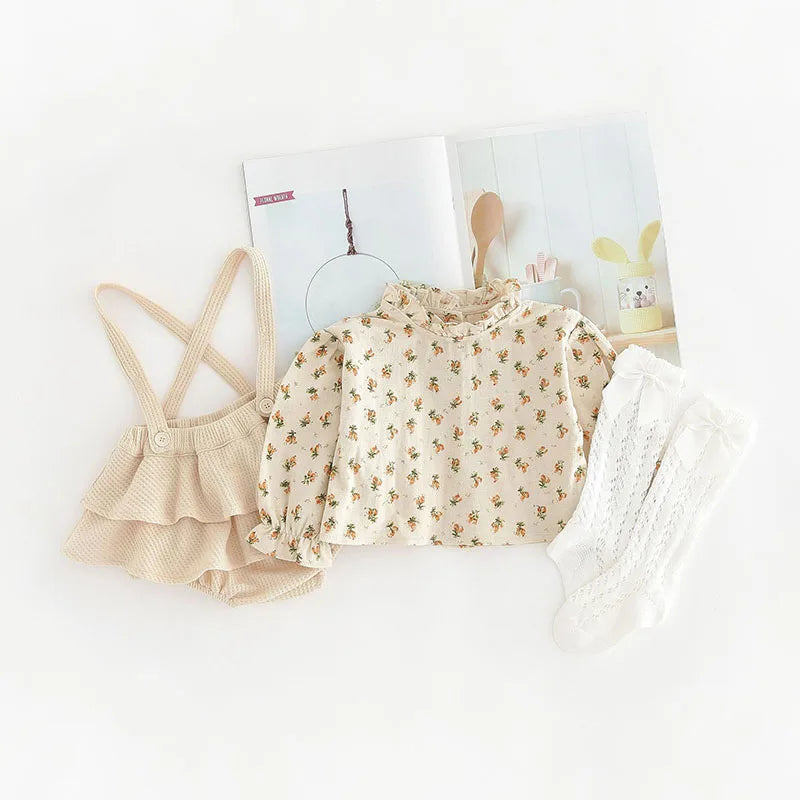 Baby Long Sleeve Floral Blouse, Romper Dress
