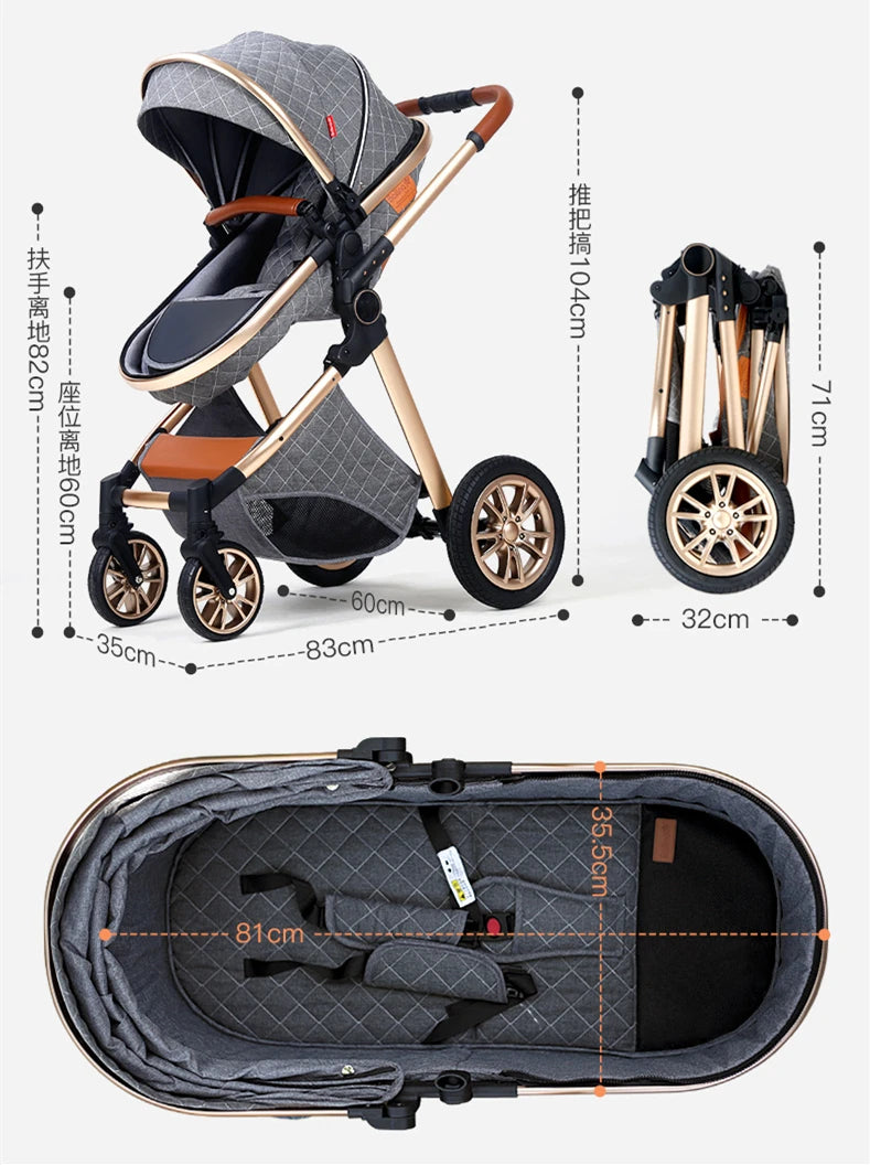 Baby Stroller Reclining Baby Carriage, Bassinet