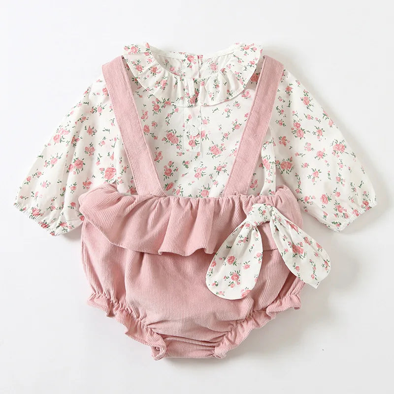 Baby Long Sleeve Floral Blouse, Romper Dress