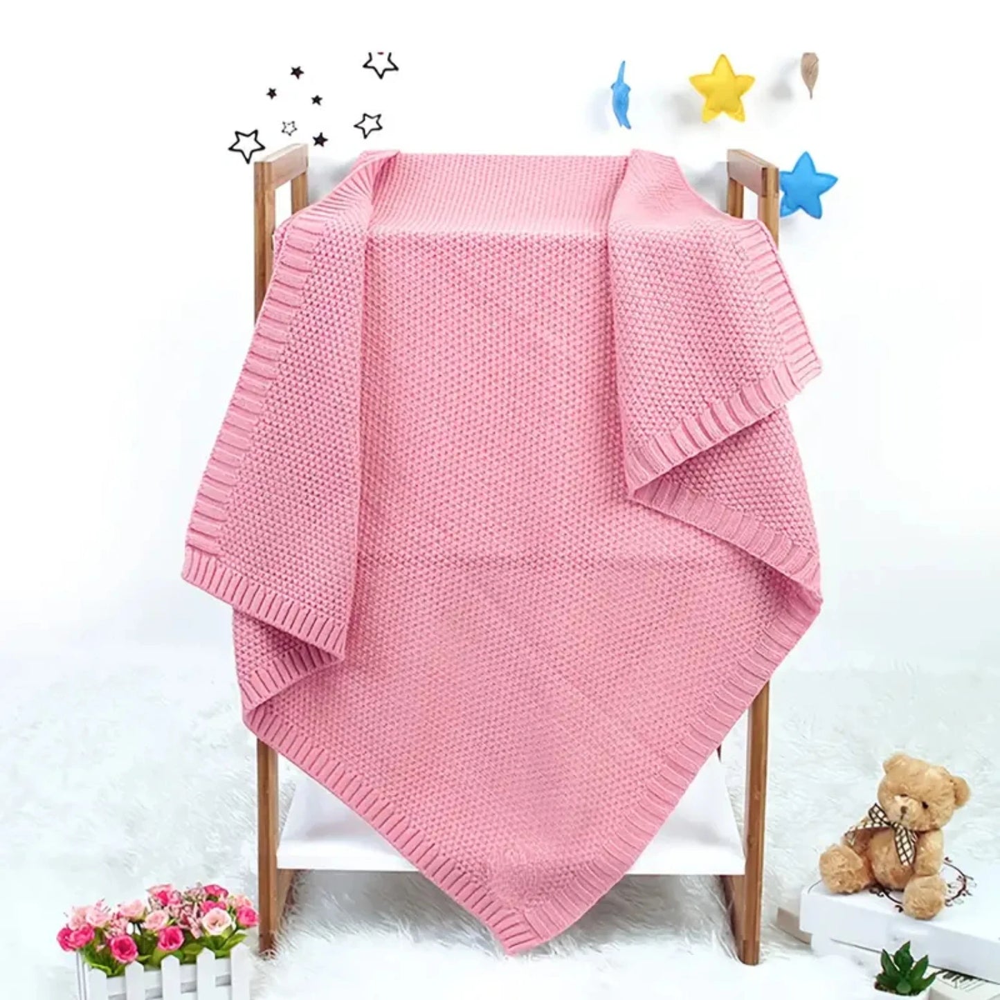 Cozy Solid Knitted Blanket for Newborns