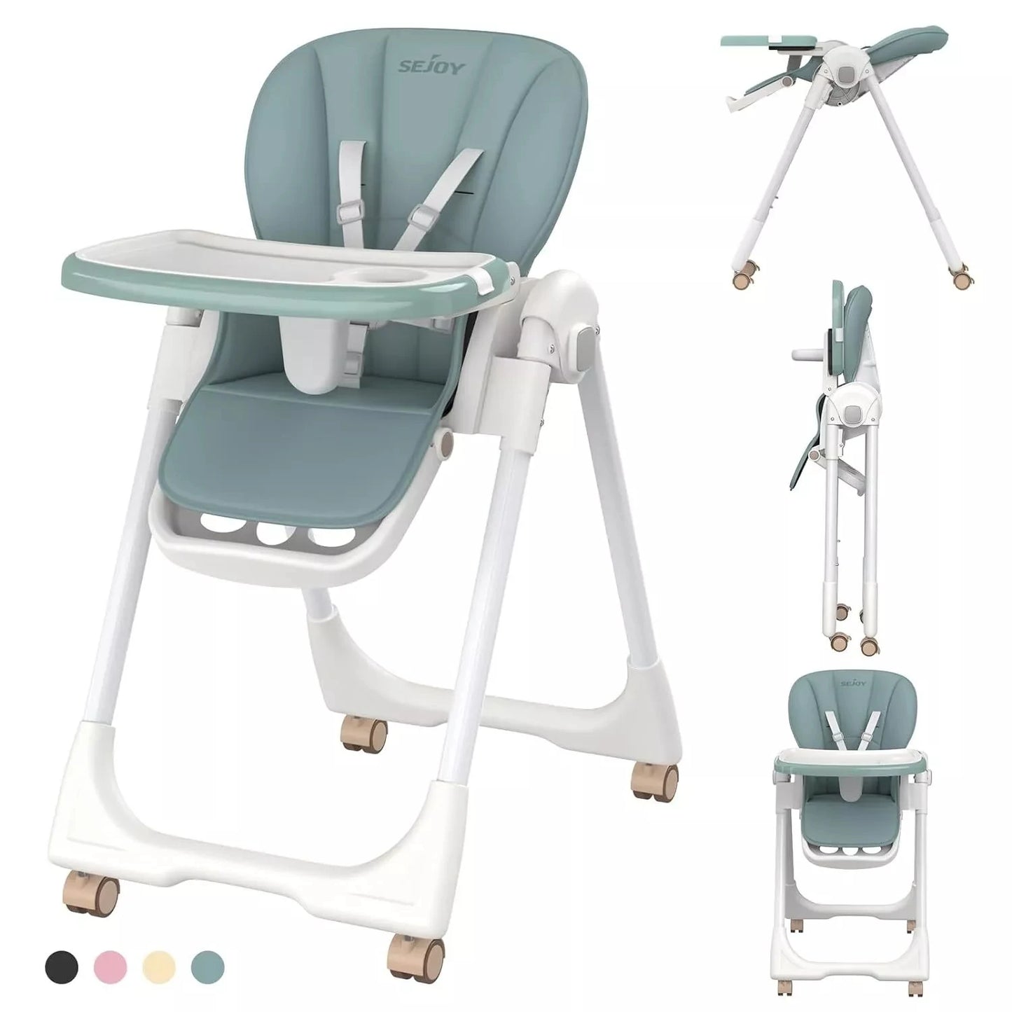 Baby High Chair Foldable Adjustable Backrest