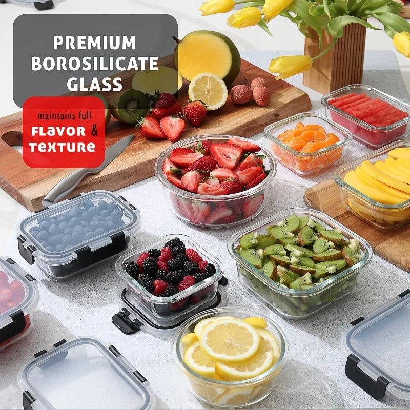 Glass Food Storage Microwave Oven Freezer Safe. Lids: Airtight