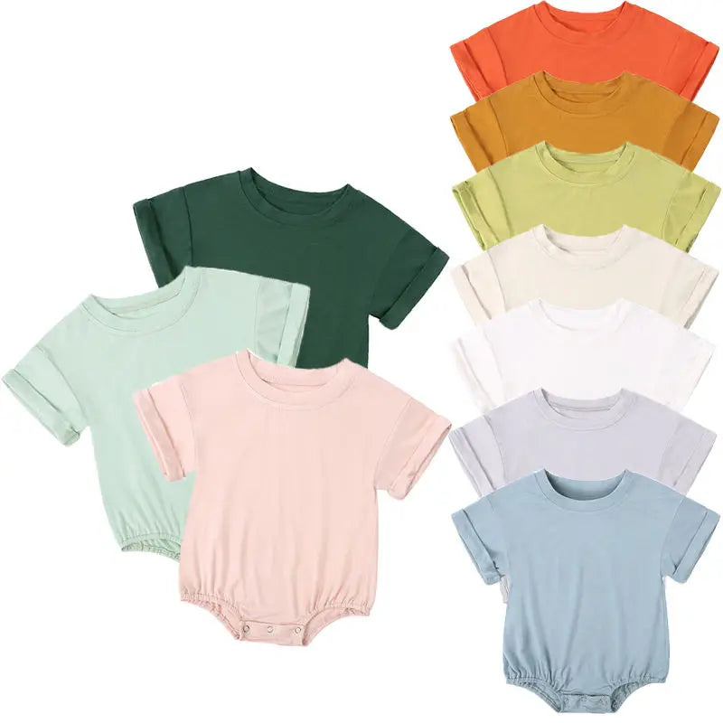 Bamboo Fiber Baby Short Sleeved Rompers 3-24M