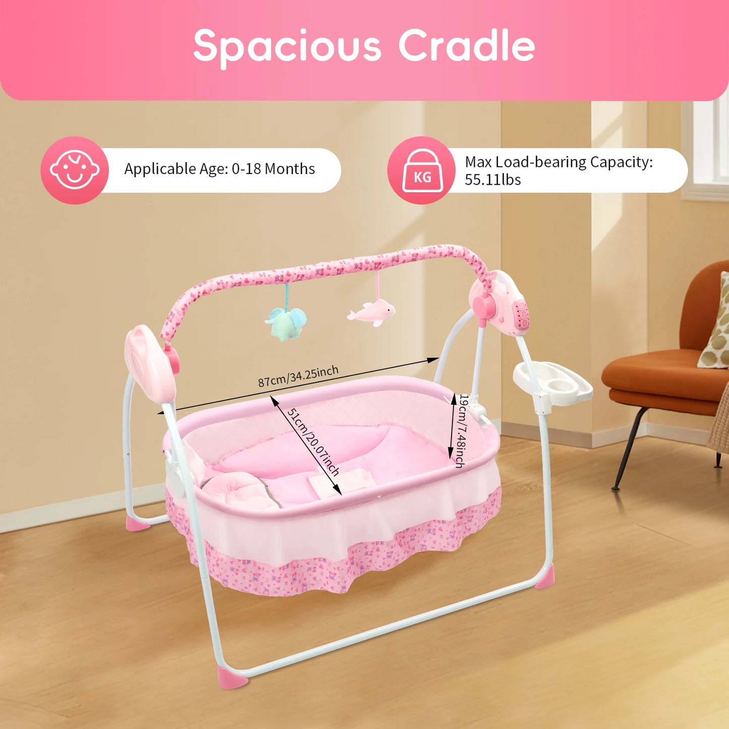 Electric Bluetooth Newborn Bassinet Foldable