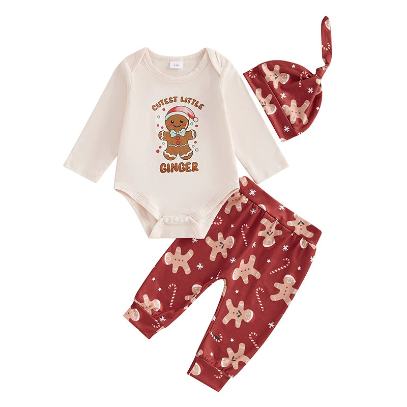 Baby Christmas Long Sleeve Romper, Long Trousers, Hat