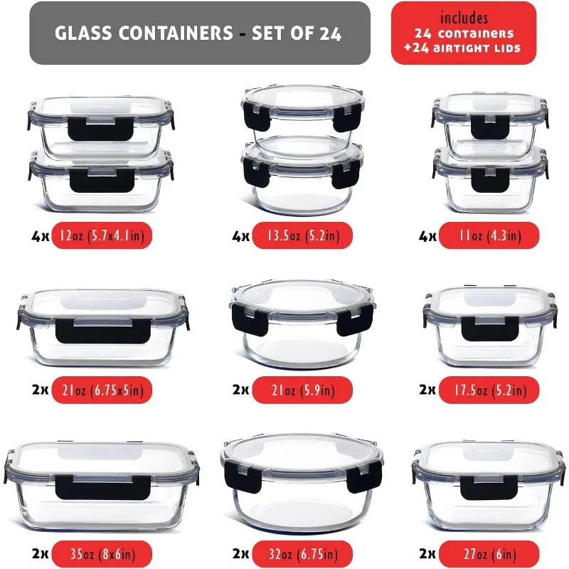 Glass Food Storage Microwave Oven Freezer Safe. Lids: Airtight