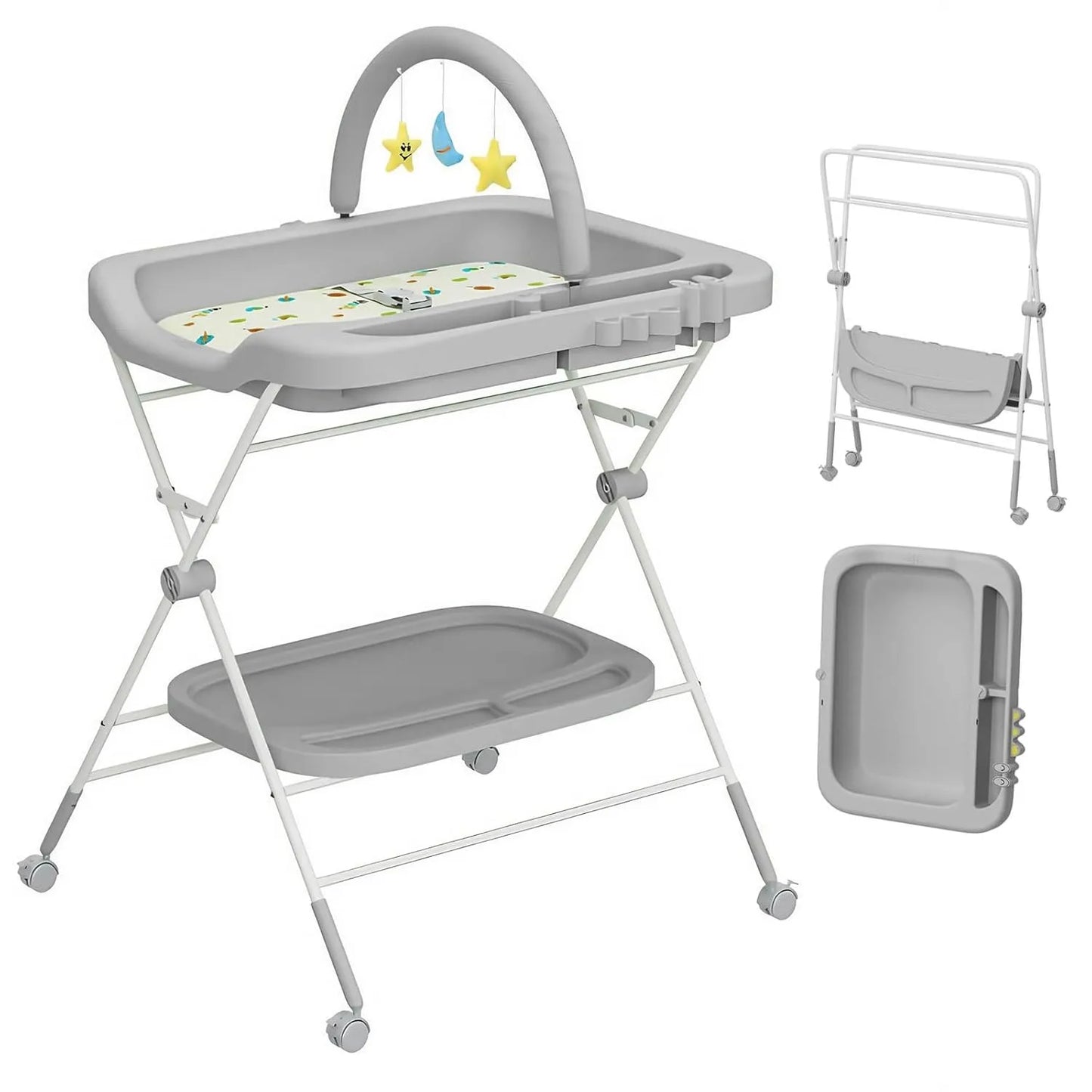 Portable, Folding Baby Changing Table, Adjustable Height, Wheels