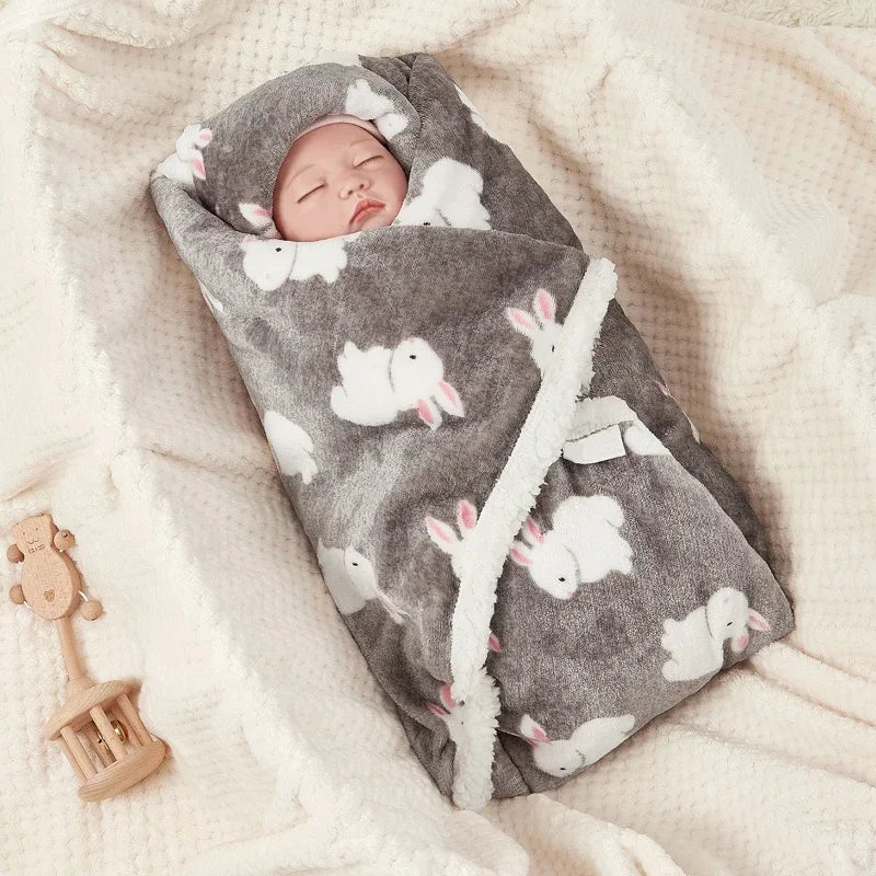 Baby Blanket Swaddle Wrap Flannel Lamb Fleece