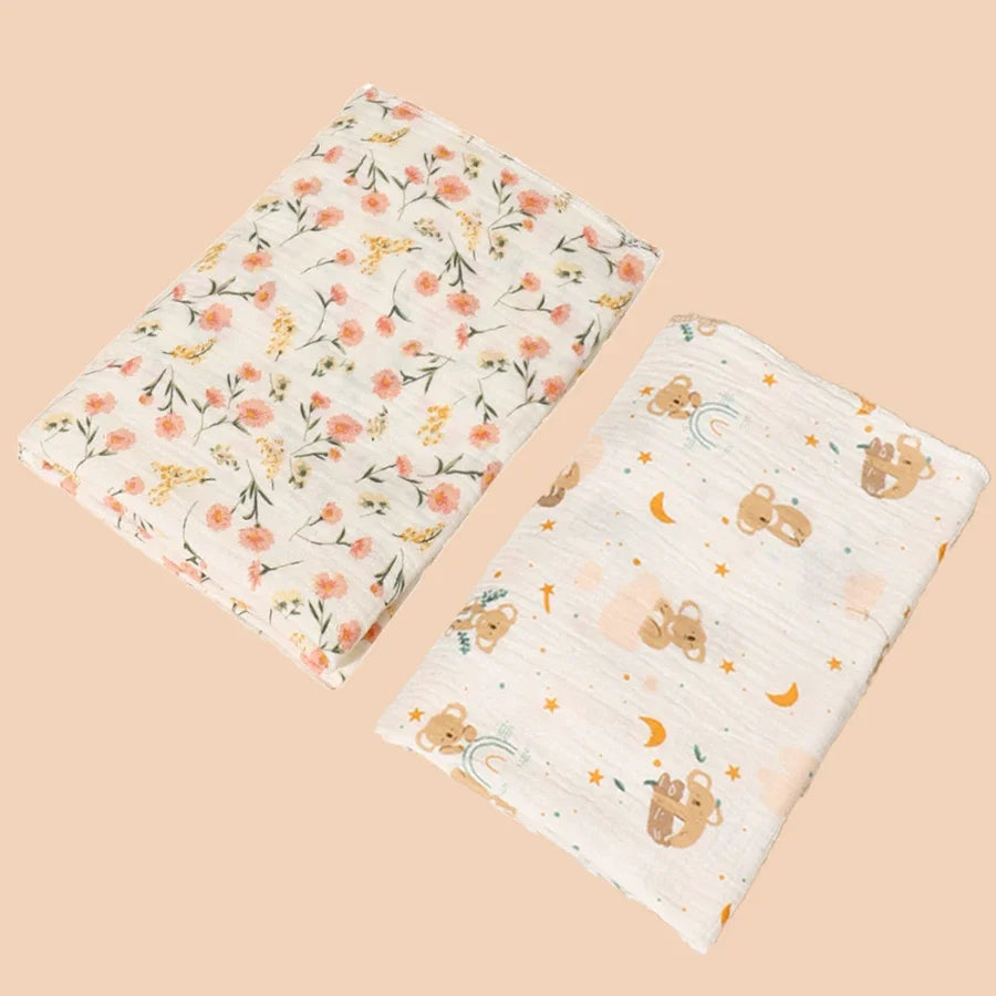 2Pc 80*80cm Cotton Muslin Baby Receiving Blankets