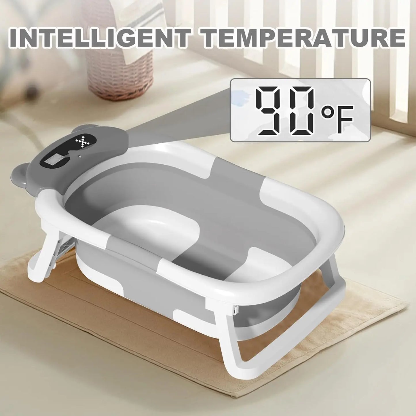 Foldable Baby Bathtub Non-Slip With Cushion Support