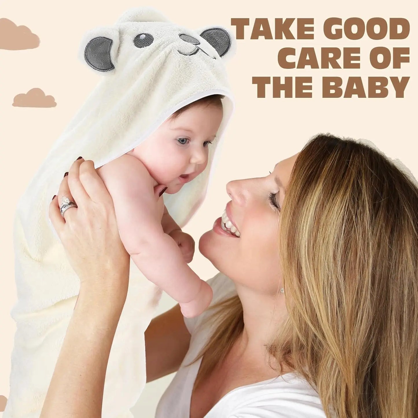 6 Pack Hooded Baby Bath Towels Set 31.5 x 31.5 Inch