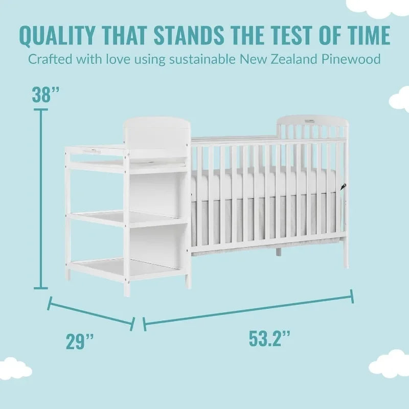 4-In-1 Full-Size Crib And Changing Table Combo