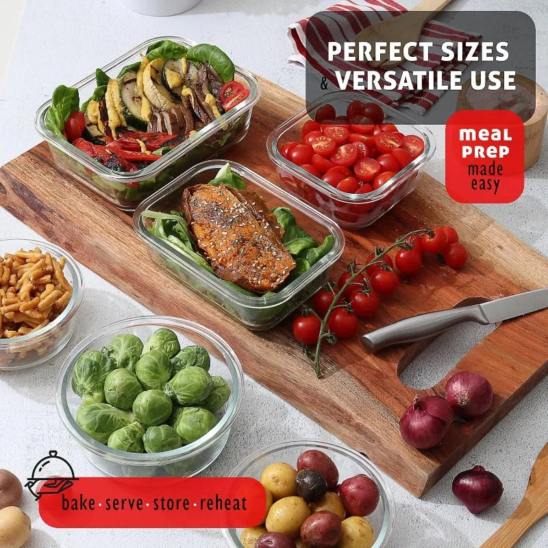 Glass Food Storage Microwave Oven Freezer Safe. Lids: Airtight