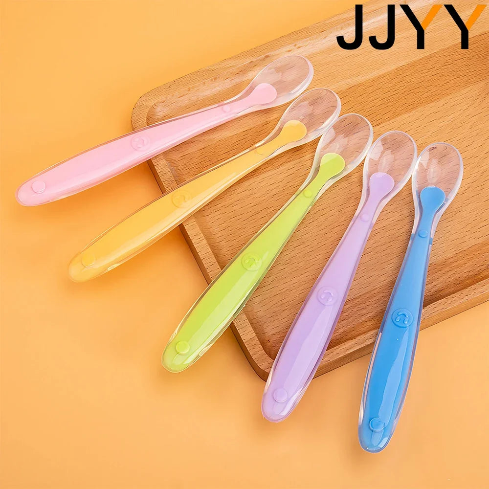 Soft Silicone Baby Safe Eating Training Spoon