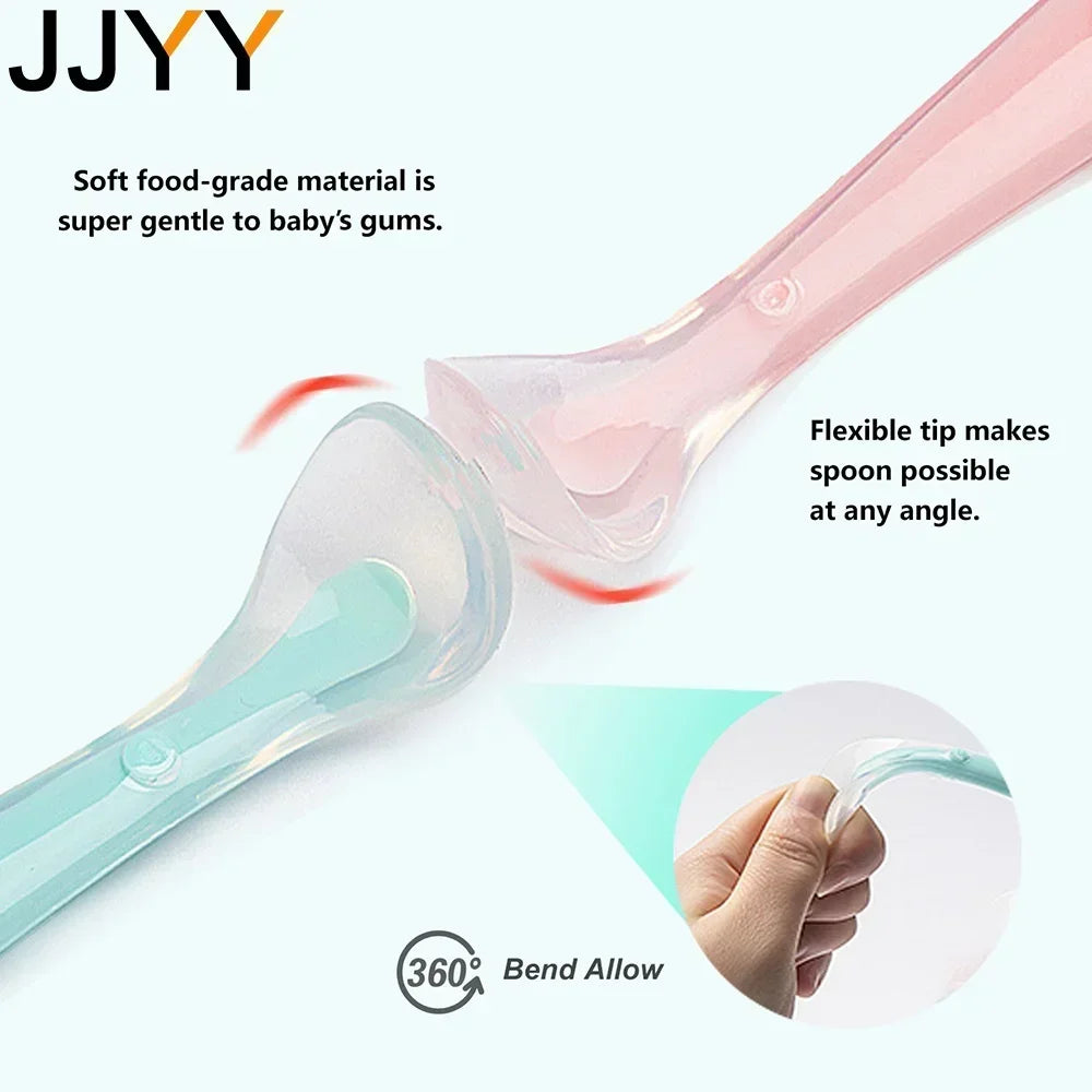 Soft Silicone Baby Safe Eating Training Spoon