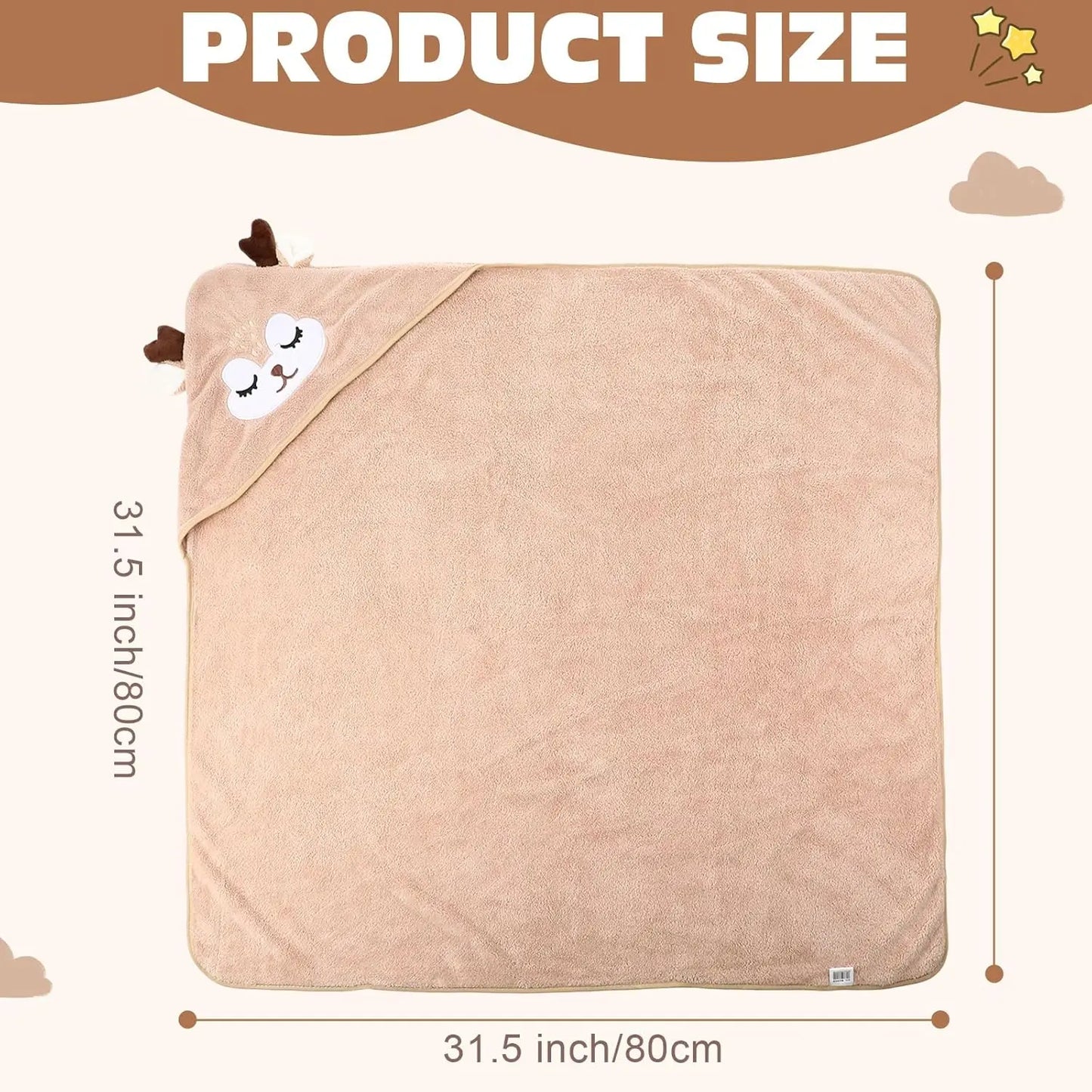 6 Pack Hooded Baby Bath Towels Set 31.5 x 31.5 Inch