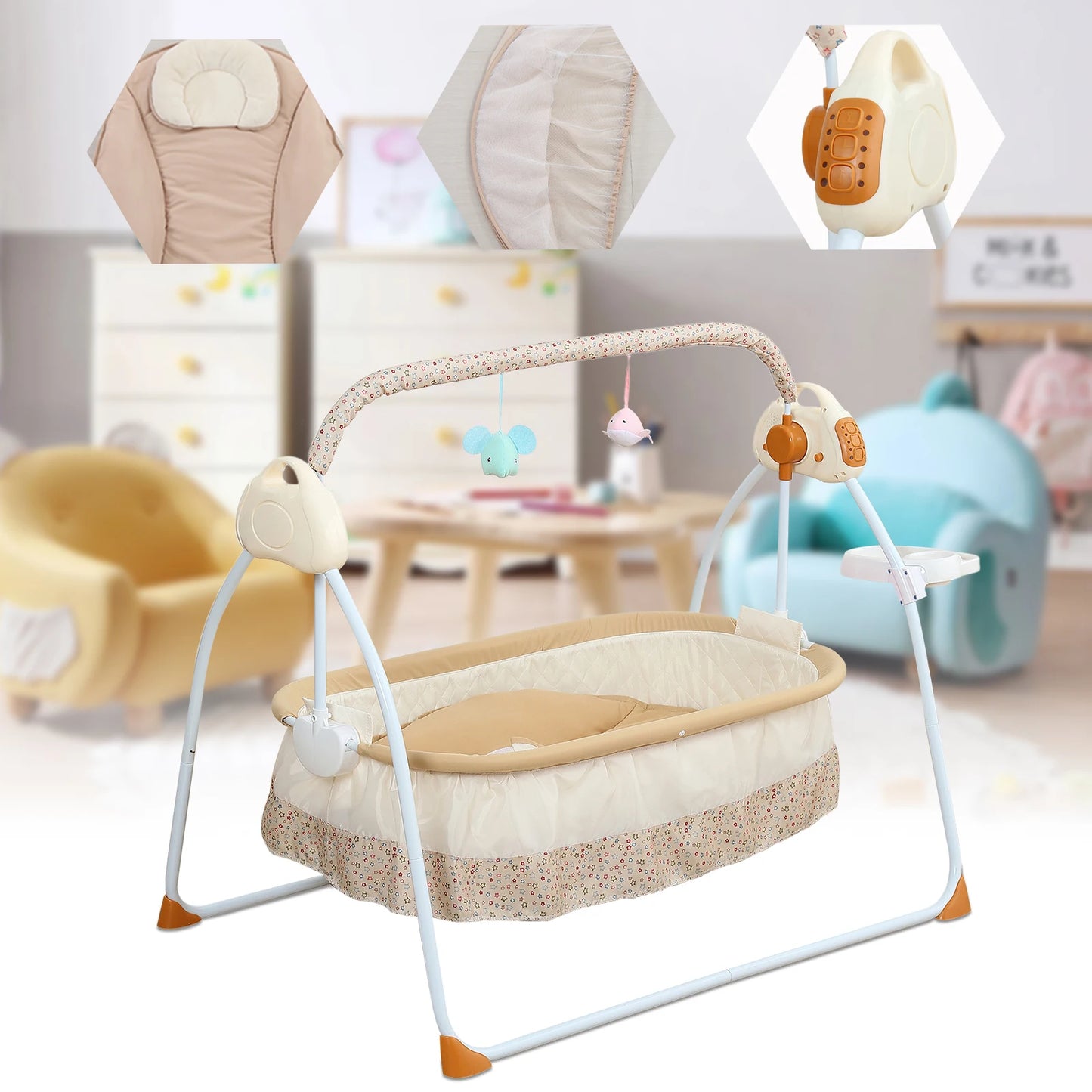 Electric Bluetooth Newborn Bassinet Foldable
