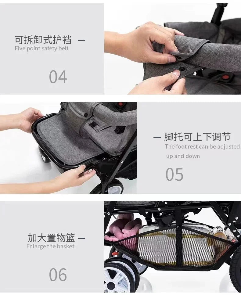 Portable, Foldable, Twin Baby Strollers Front/Back