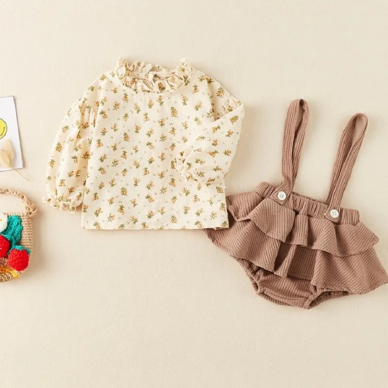 Baby Long Sleeve Floral Blouse, Romper Dress