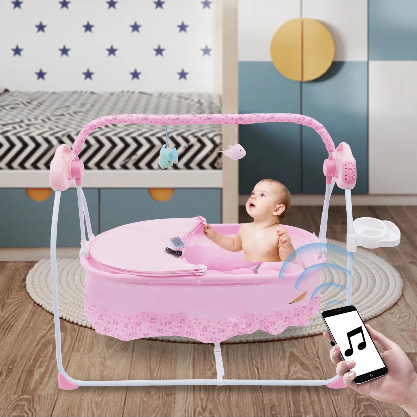 Electric Bluetooth Newborn Bassinet Foldable