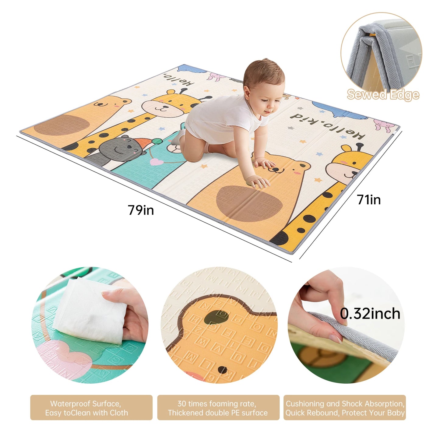 Waterproof Portable Baby Mat, Playpen
Waterproof Portable Baby Big Playmat