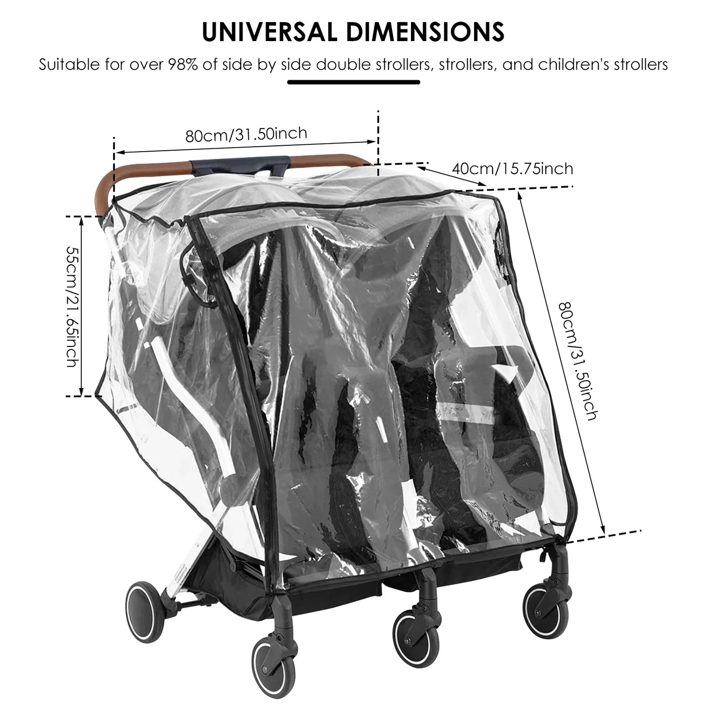 Universal Double Stroller Transparent Rain Cover