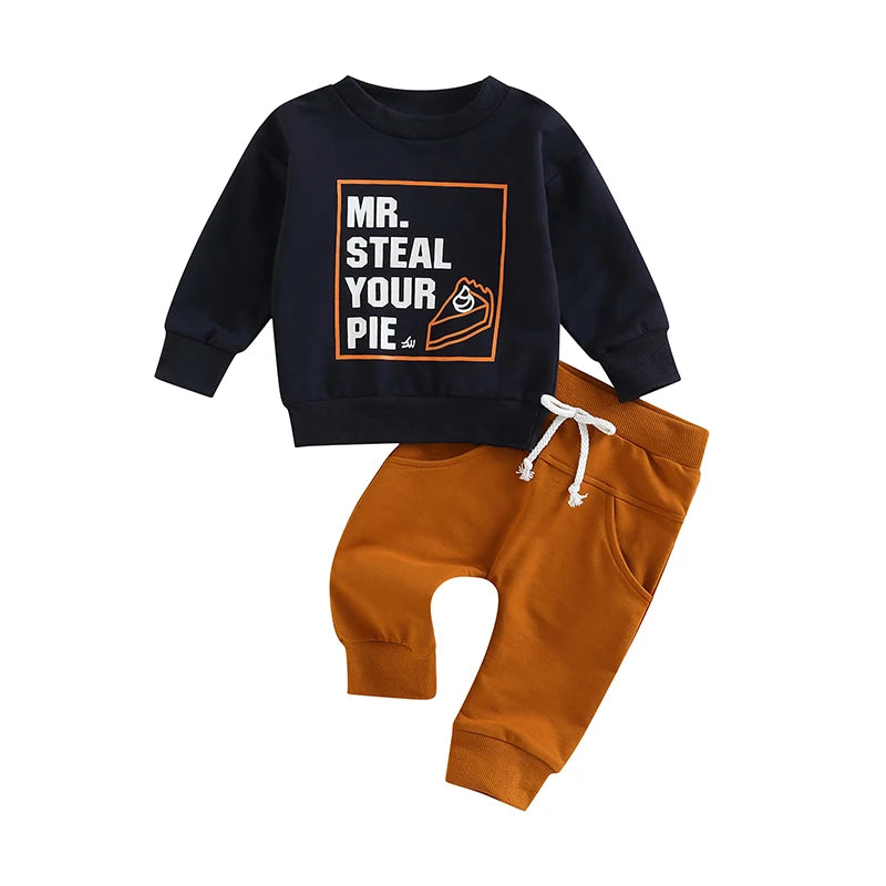 Winter Set Cozy Sweater Elastic Waist Pants for Boys