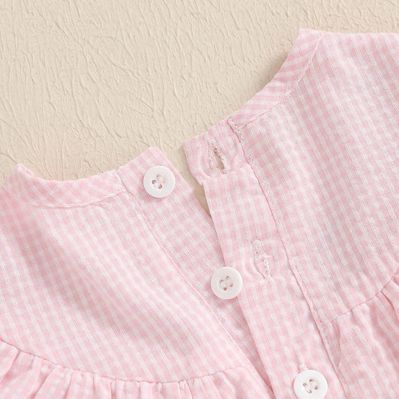 Baby Girl Pink Floral Print Ruffle Sleeve Romper