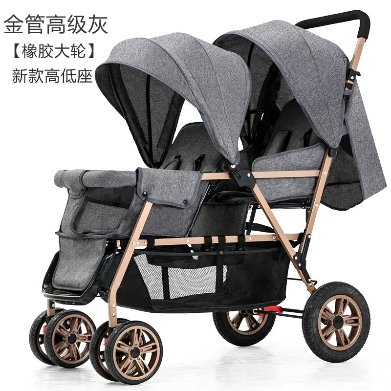 Portable, Foldable, Twin Baby Strollers Front/Back