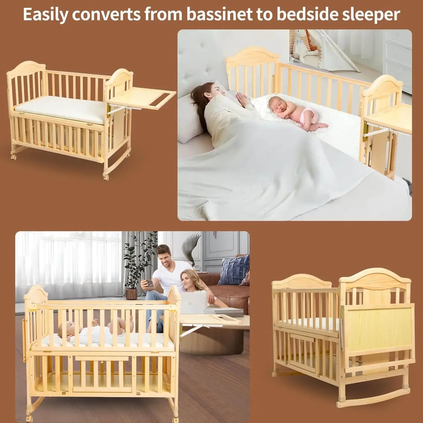 Mini Convertible Baby Crib, Changing Shelf And Mattress