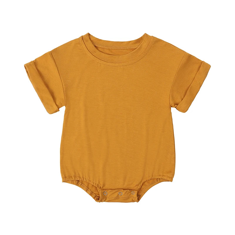 Bamboo Fiber Baby Short Sleeved Rompers 3-24M