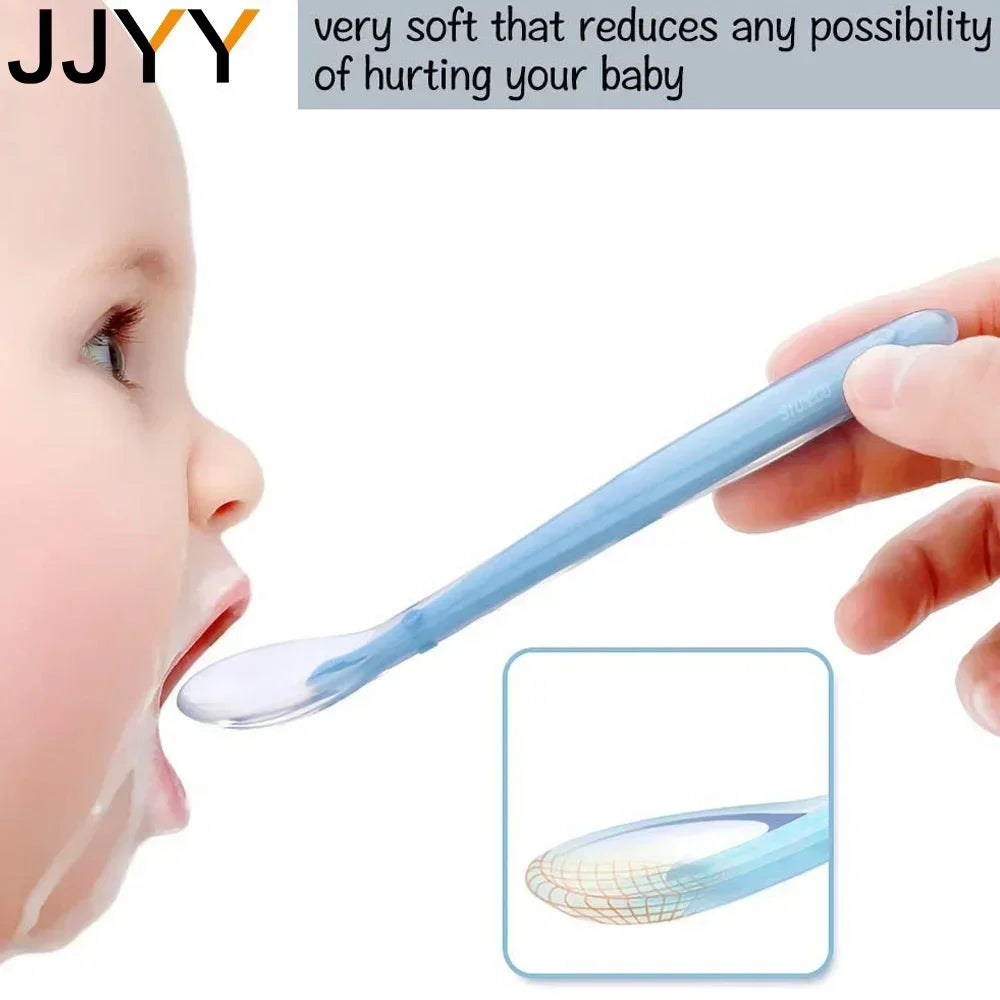 Soft Silicone Baby Safe Eating Training Spoon