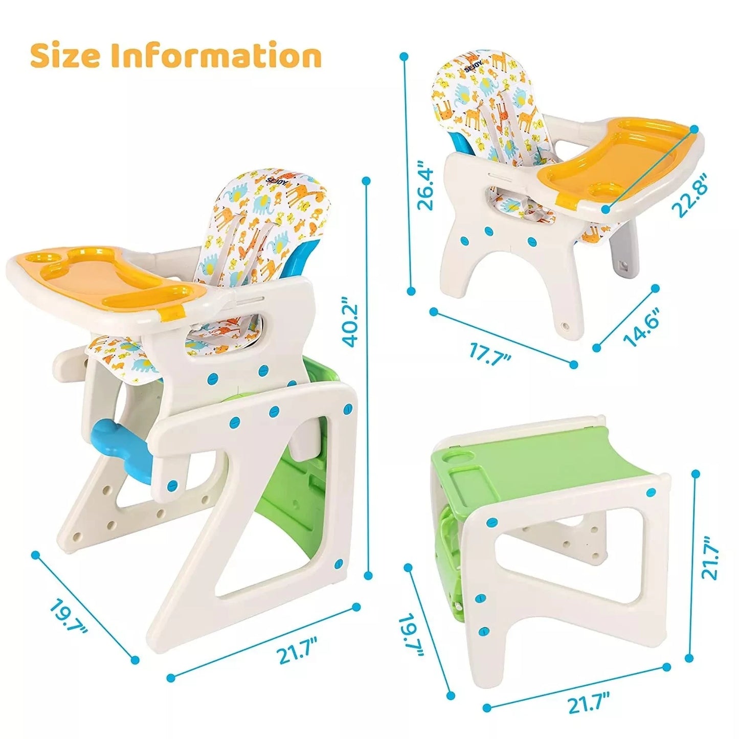 Highchair For Baby Adjustable Backrest Infant Feeding Chair