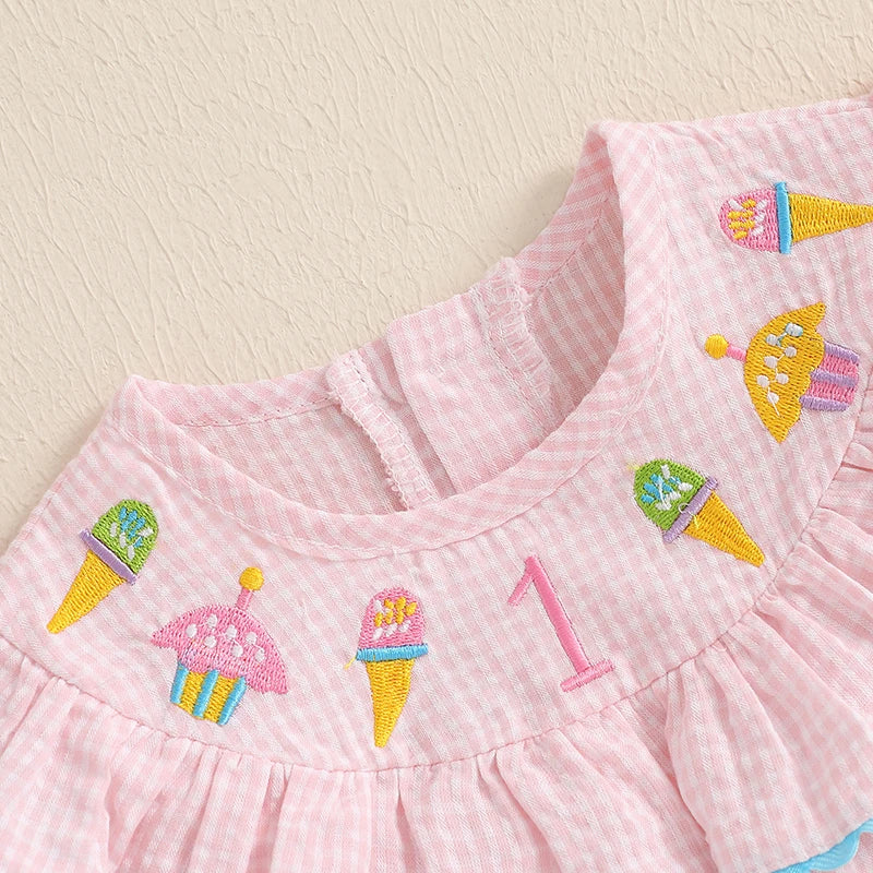 Baby Girl Pink Floral Print Ruffle Sleeve Romper