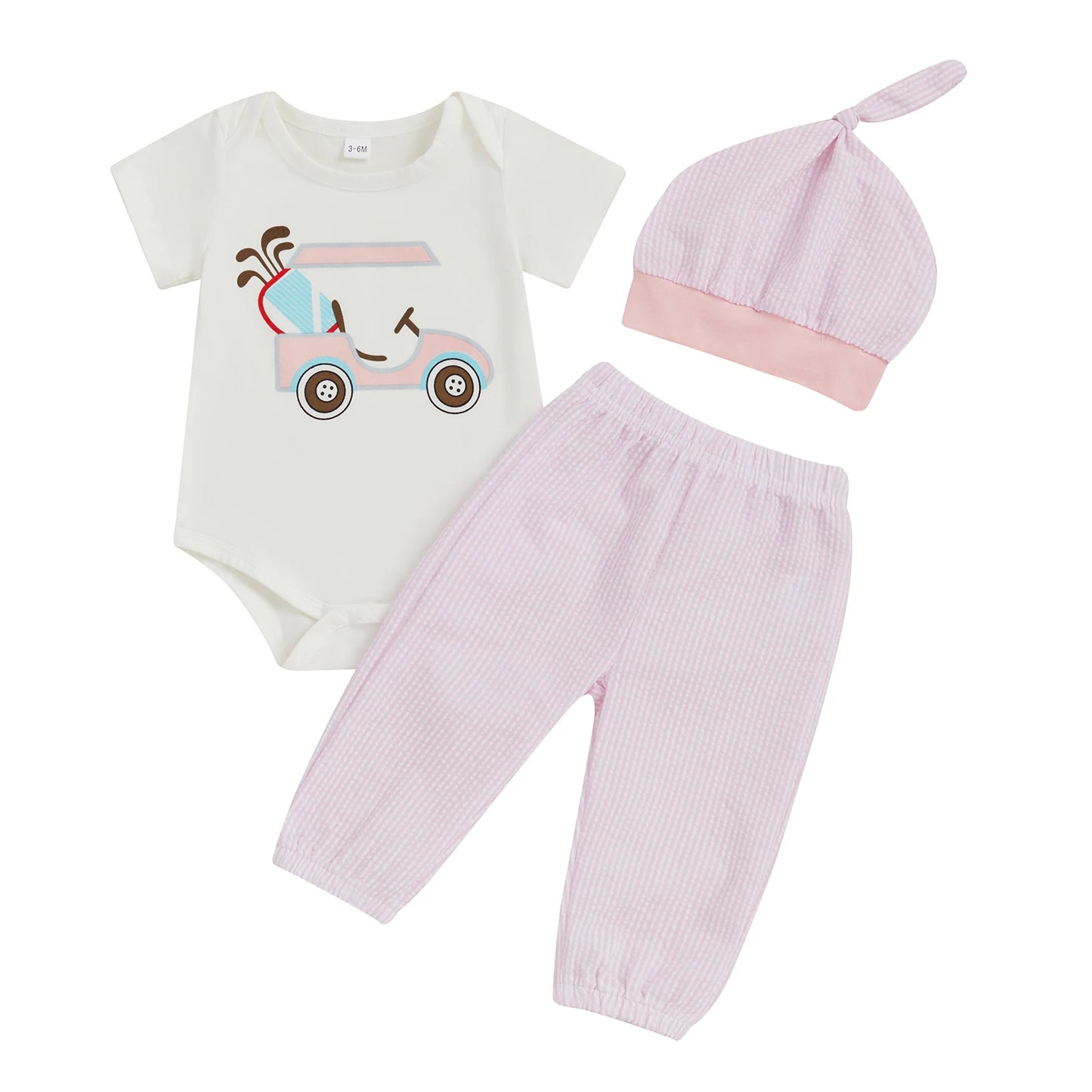 Baby Boys, Girls Short Sleeve Romper, Stripe Pants, Hat