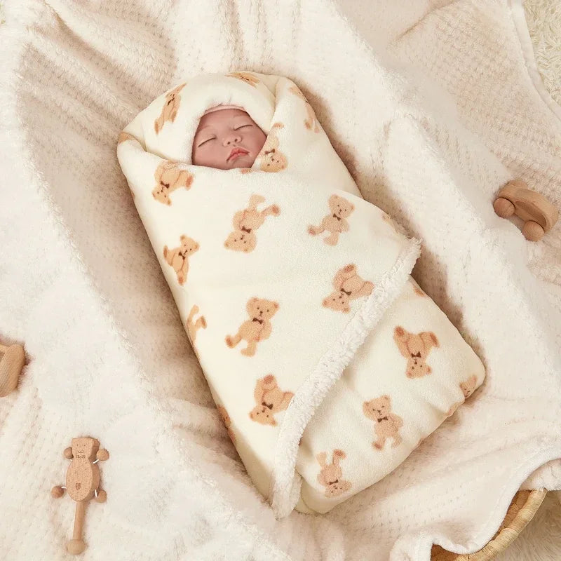 Baby Blanket Swaddle Wrap Flannel Lamb Fleece