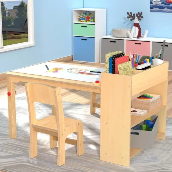 Wooden Drawing Table And Chairs