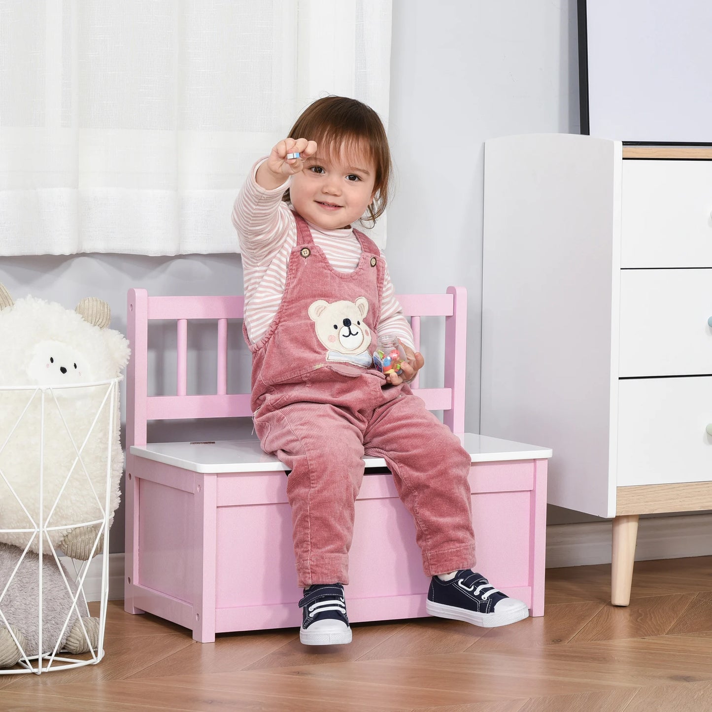 Kids 2-In-1 Wooden Toy Storage, Bench Seat