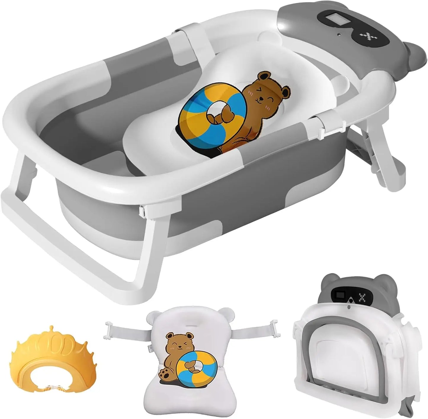 Foldable Baby Bathtub Non-Slip With Cushion Support