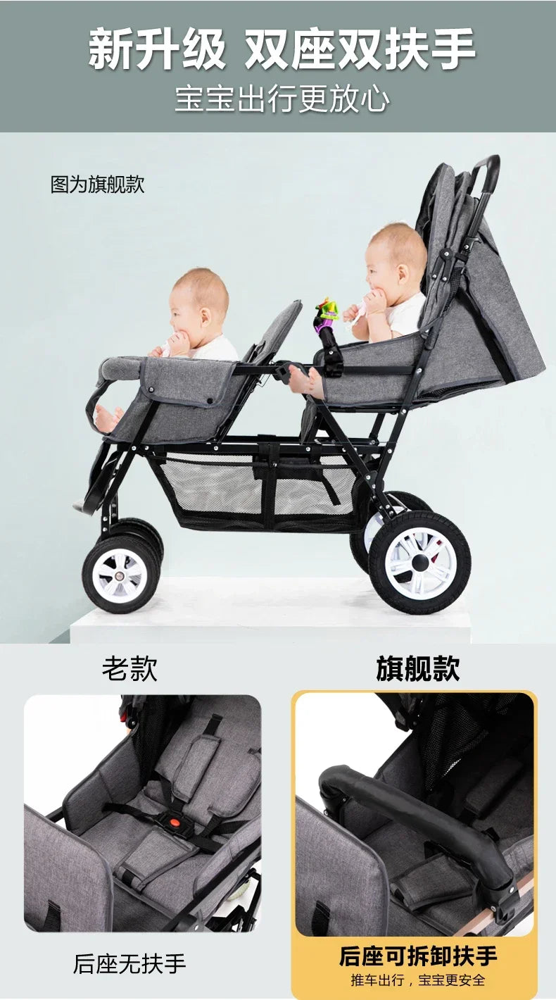 Portable, Foldable, Twin Baby Strollers Front/Back