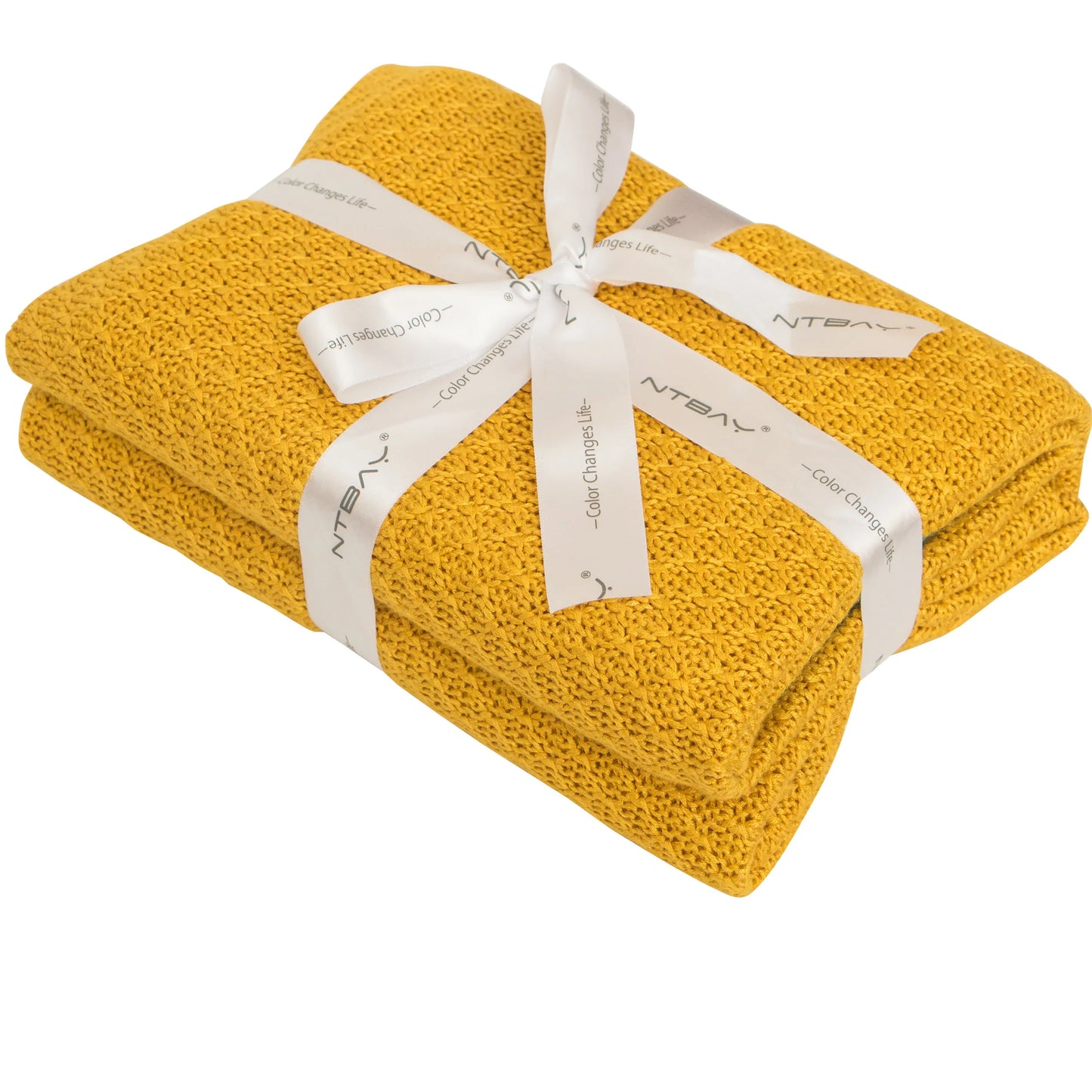 Natural Bamboo Cable Knit Baby Blanket