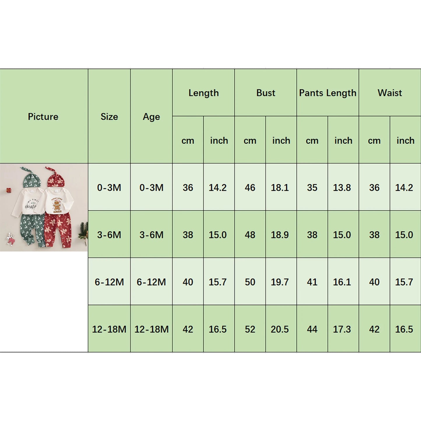 Baby Christmas Long Sleeve Romper, Long Trousers, Hat