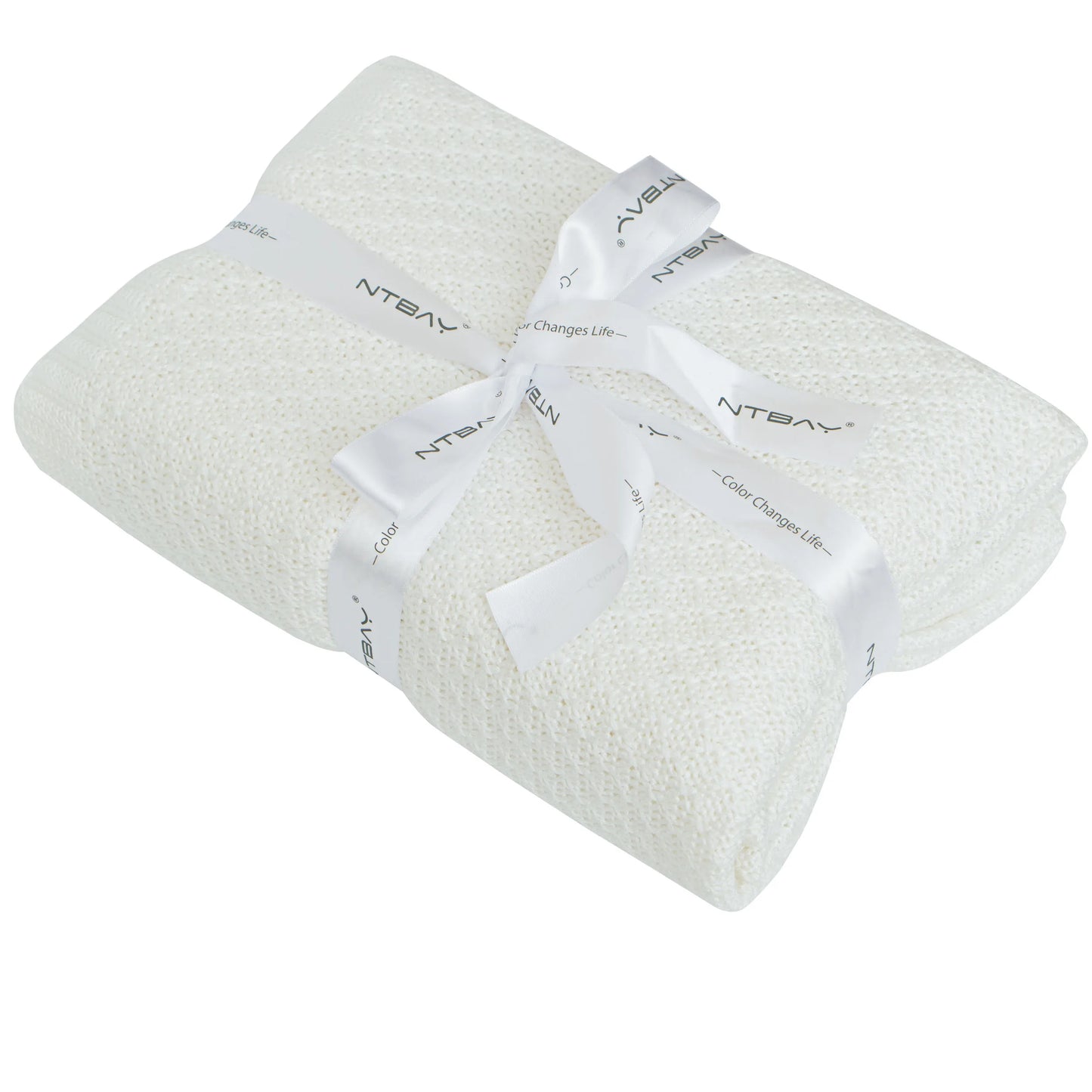 Natural Bamboo Cable Knit Baby Blanket