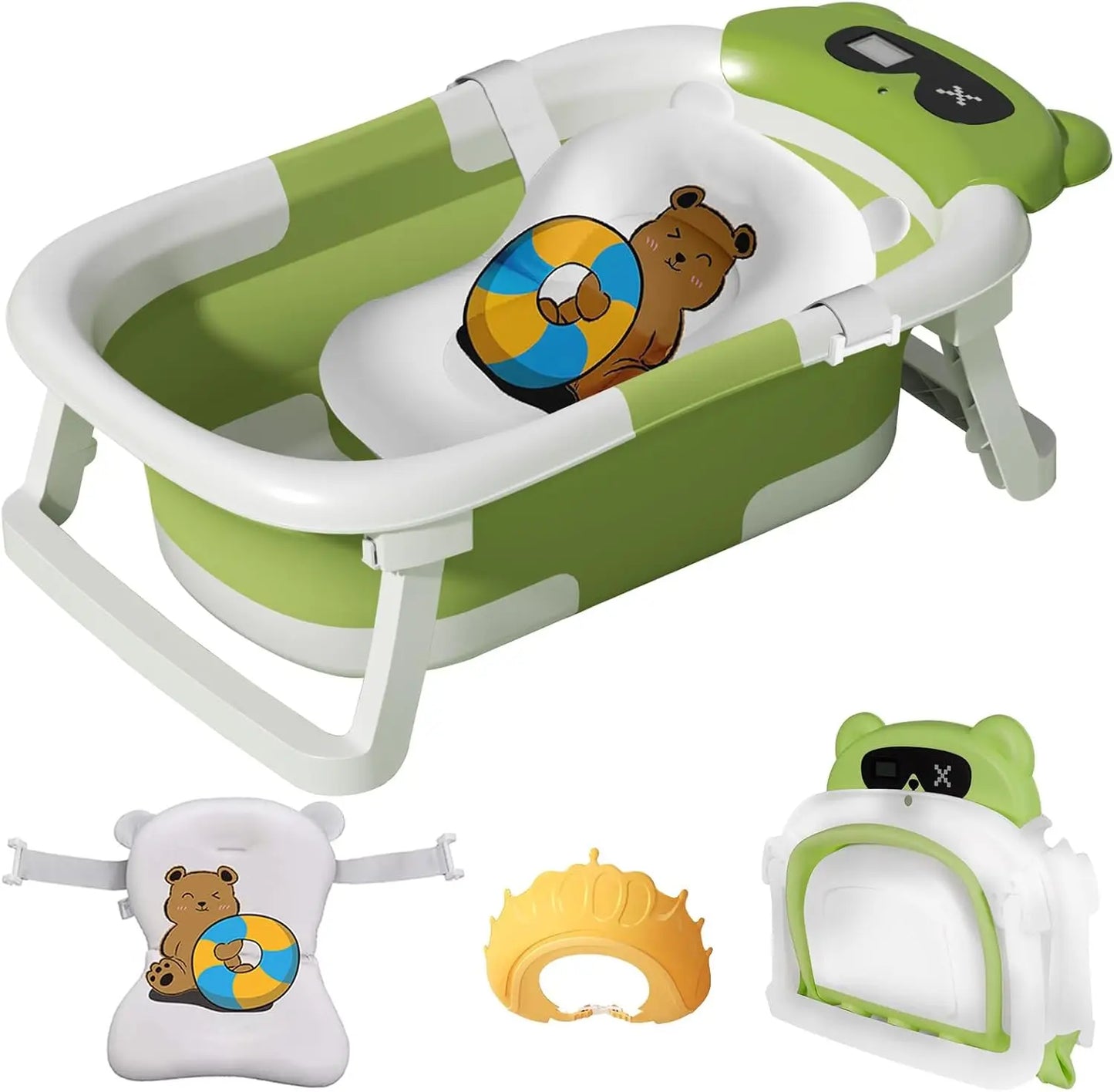 Foldable Baby Bathtub Non-Slip With Cushion Support