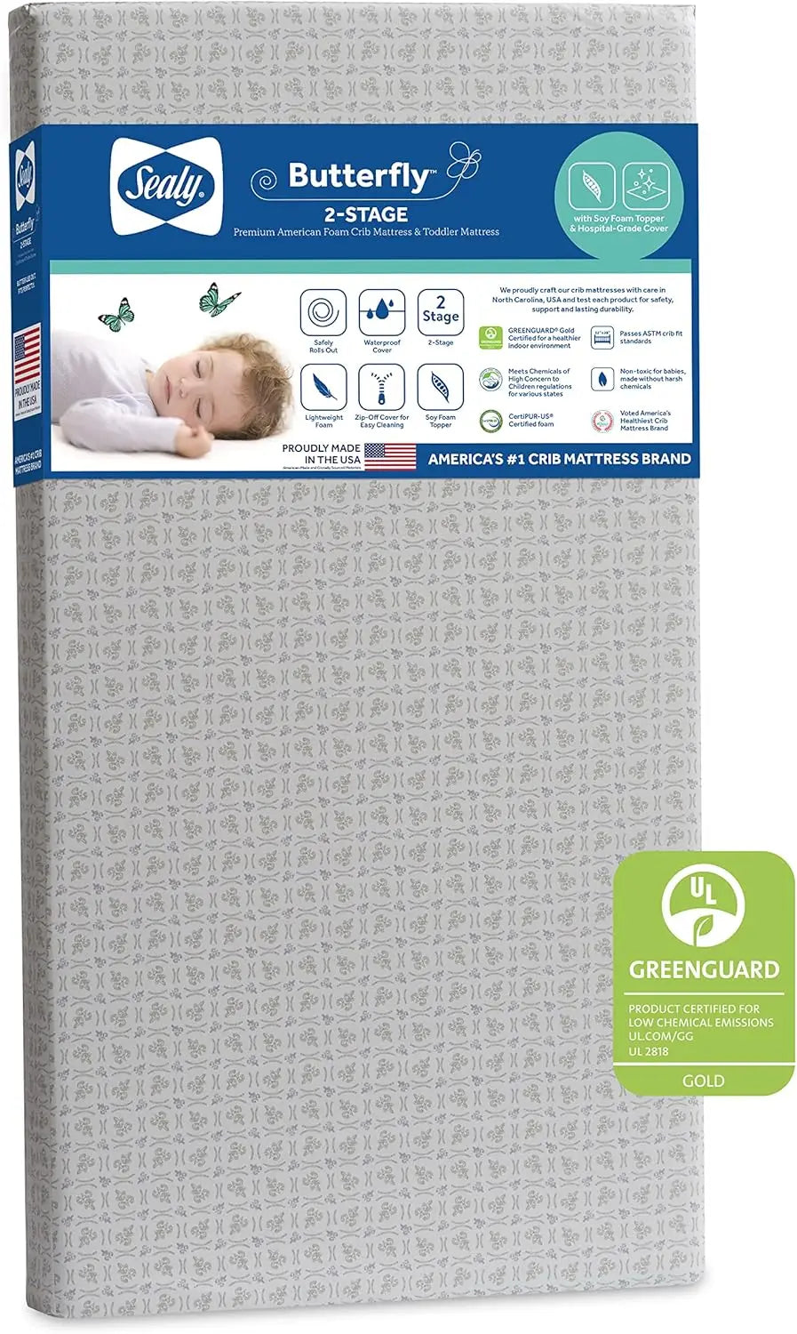 Hypoallergenic, Antibacterial, Waterproof, Memory Foam Baby Crib Mattress