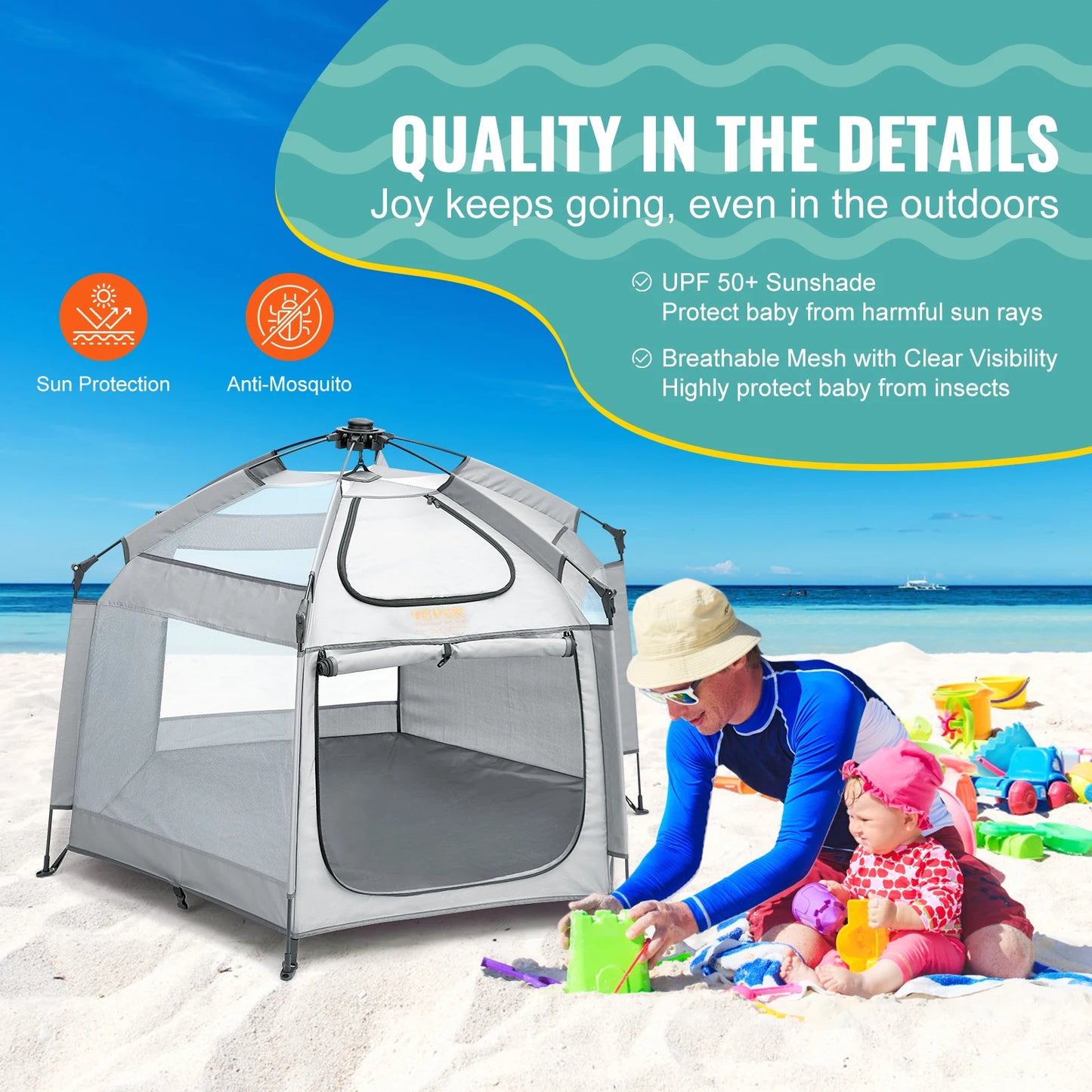 Baby Canopy Playpen Indoor/Outdoor Lightweight