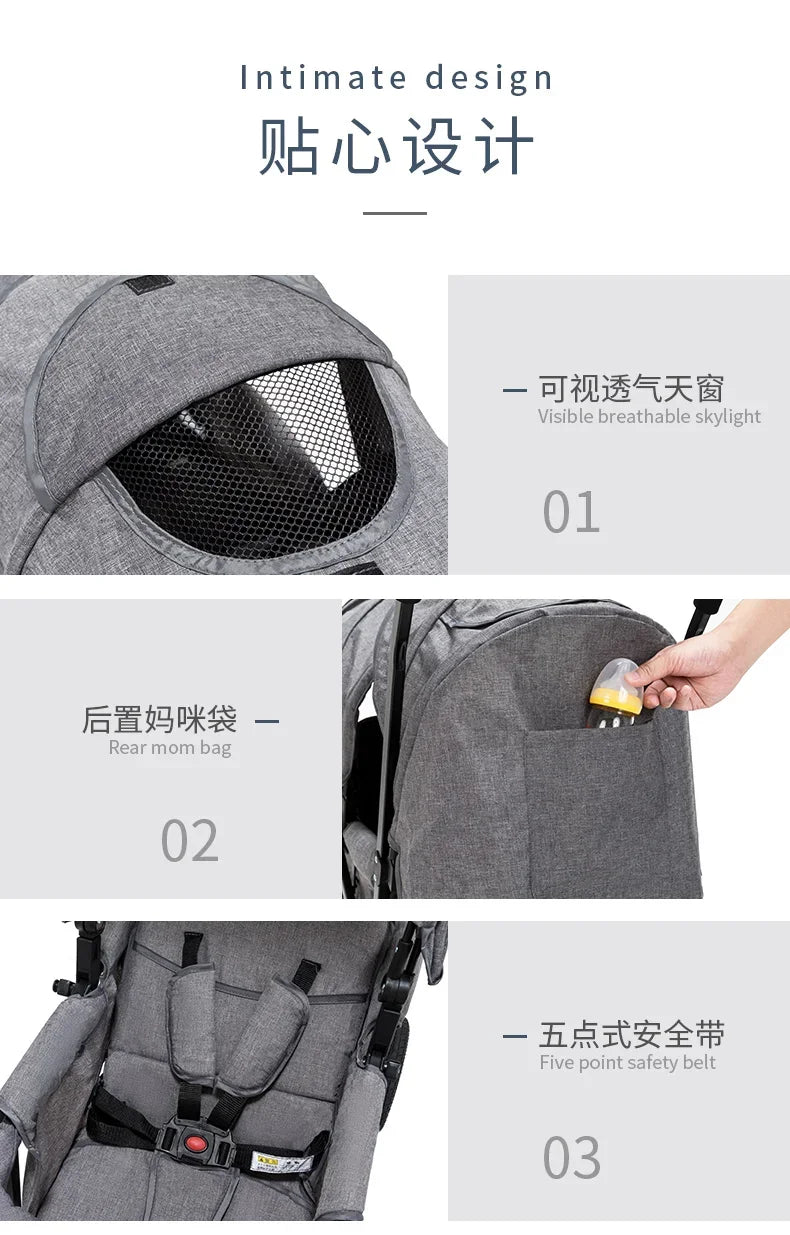 Portable, Foldable, Twin Baby Strollers Front/Back