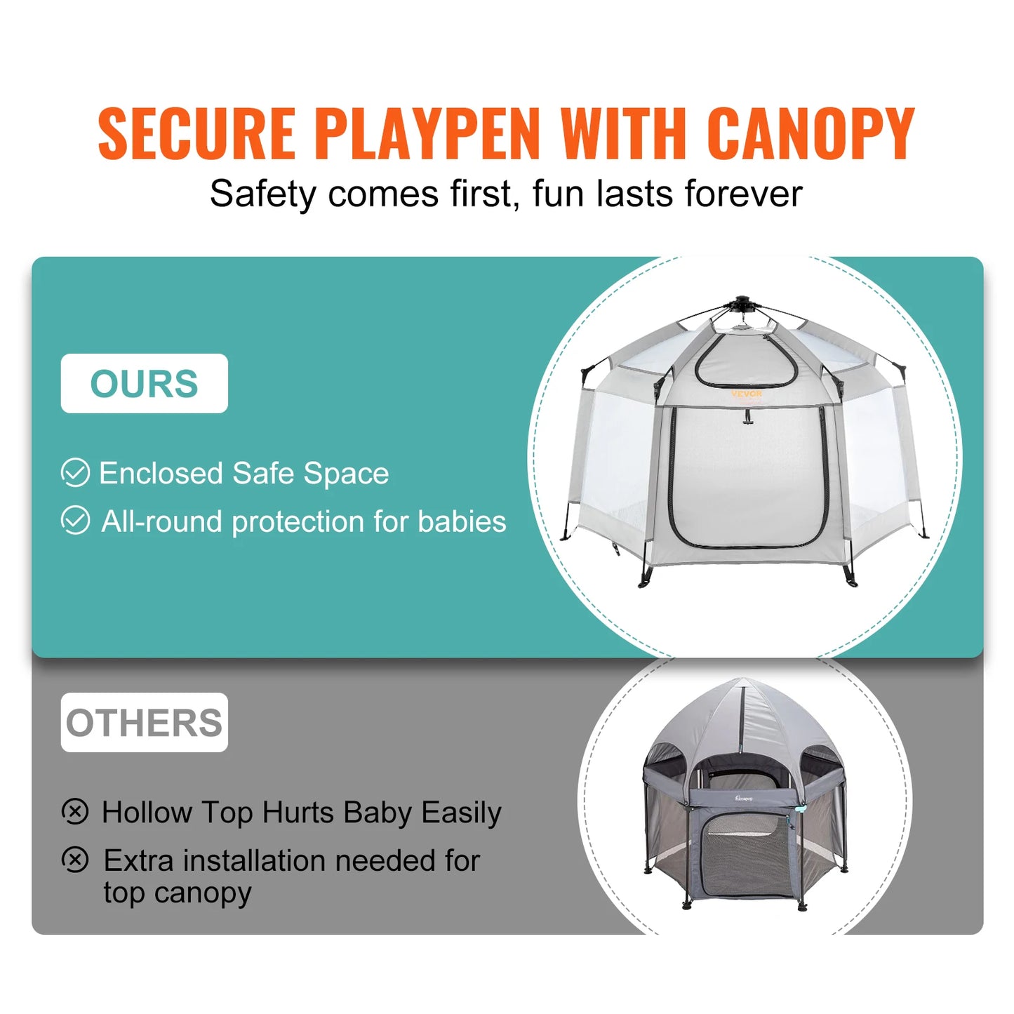 Baby Canopy Playpen Indoor/Outdoor Lightweight