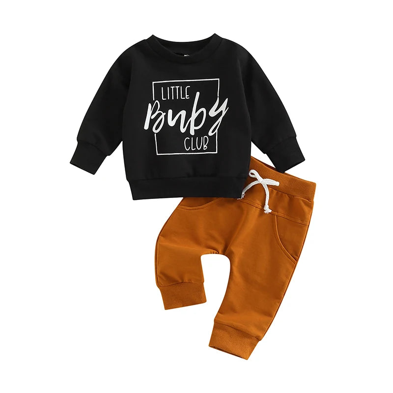 Winter Set Cozy Sweater Elastic Waist Pants for Boys